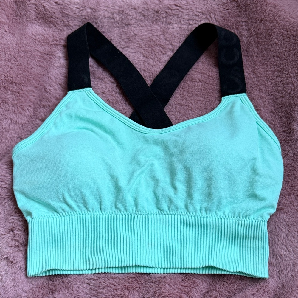 Aqua Women's Sports Bra with Black Straps